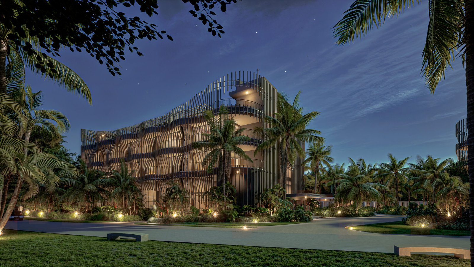 Desain arsitektur modern X Hotel, hotel pertama di Nuanu Creative City Bali