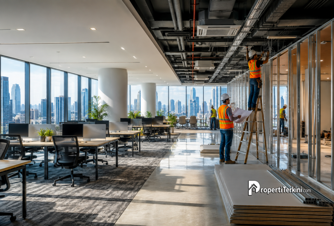 Biaya penataan kantor Jakarta dalam proses renovasi ruang kerja modern
