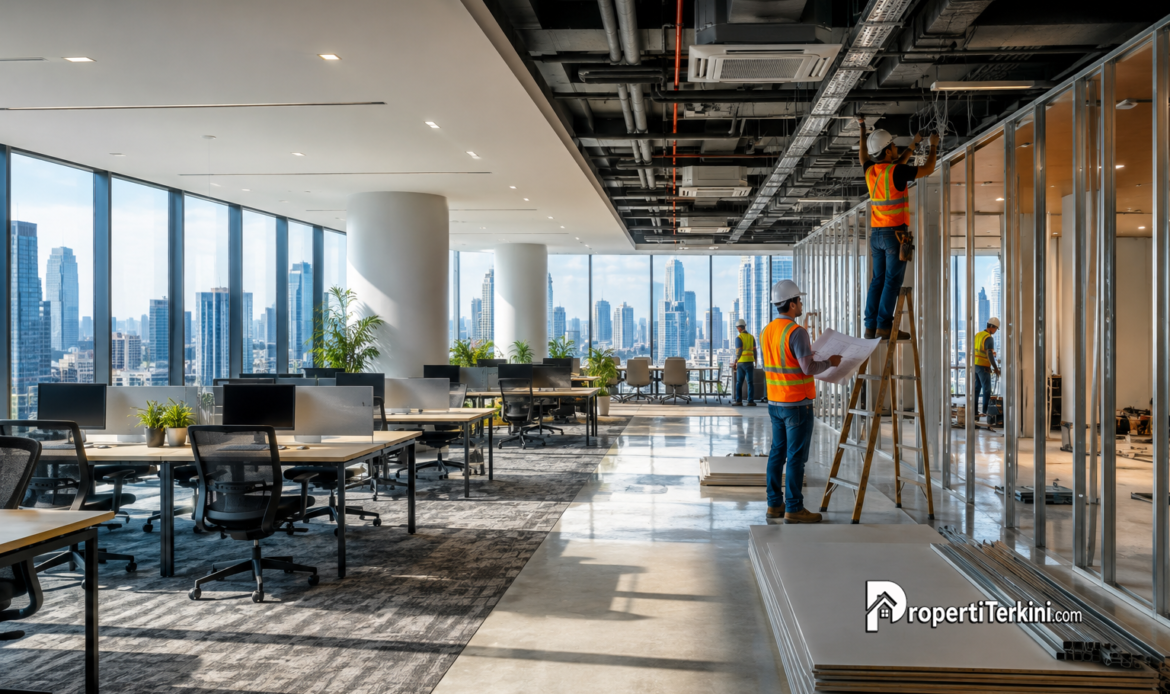 Biaya penataan kantor Jakarta dalam proses renovasi ruang kerja modern