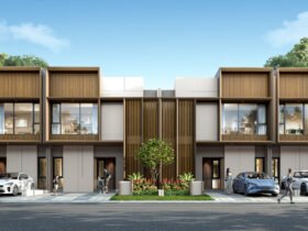 fasad rumah tropis modern dua lantai di cluster ryil sutera rasuna tangerang