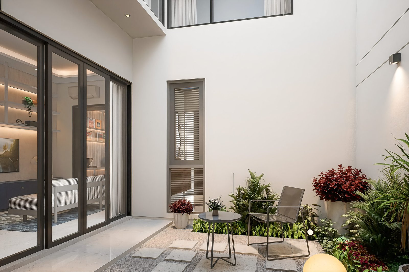 konsep inner courtyard taman dalam rumah di cluster ryil sutera rasuna
