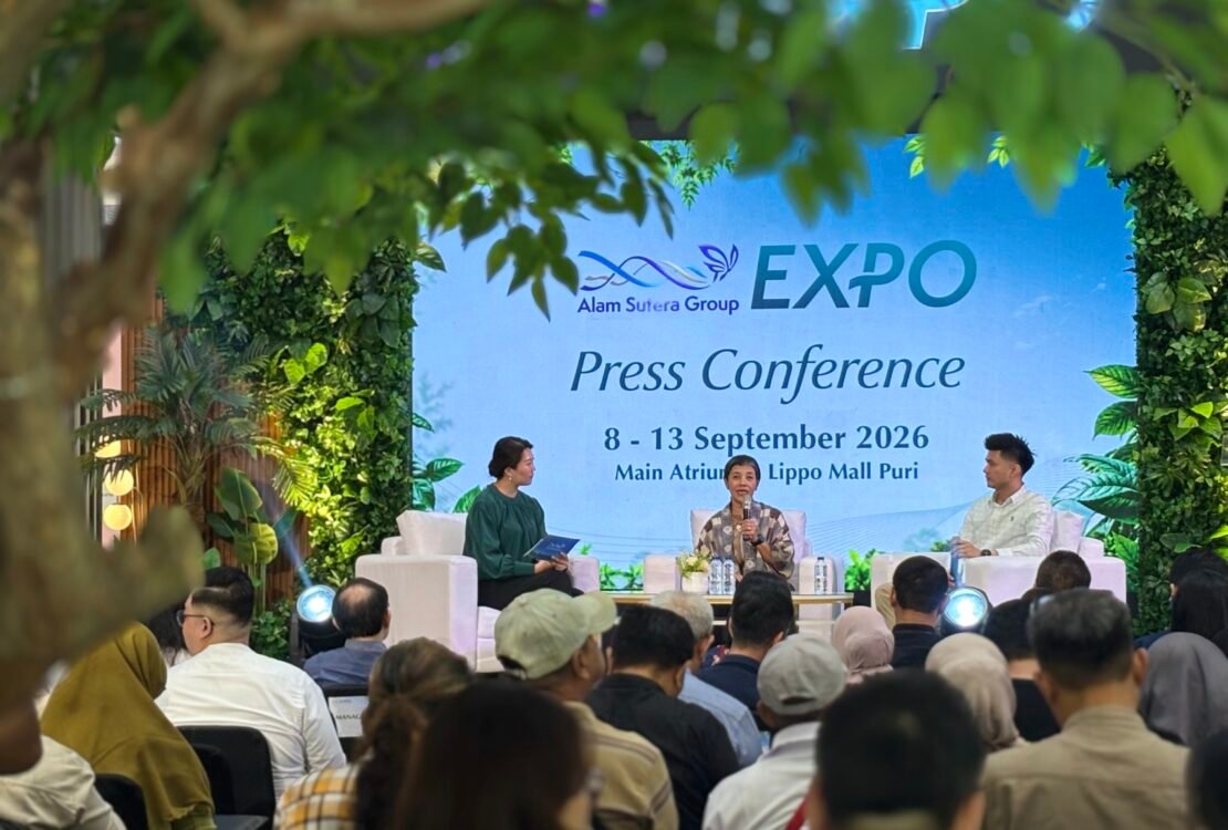 Sales & Marketing Director Alam Sutera Group Lilia S. Sukotjo menyampaikan pemaparan dalam press conference Alam Sutera Group Expo 2026