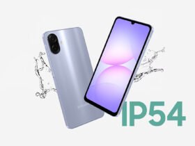 Smartphone Samsung Galaxy A07s dengan fitur sertifikasi IP54 tahan cipratan air dan debu