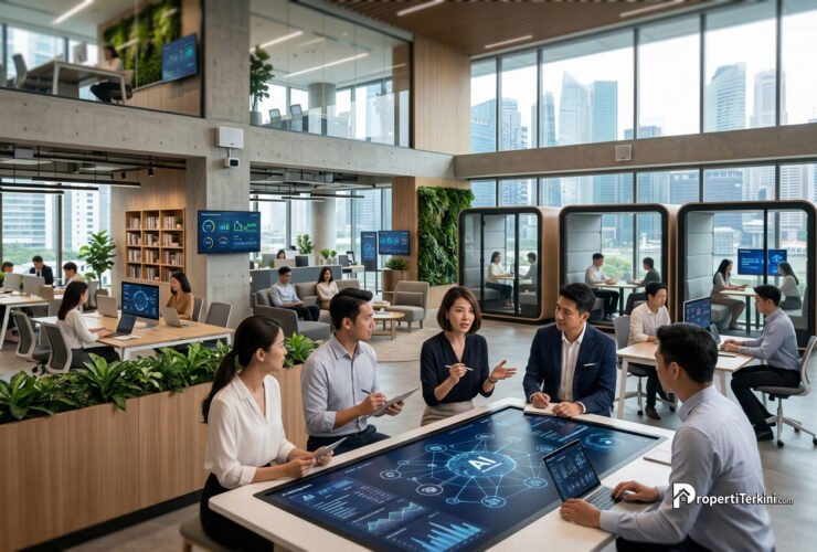 Suasana ruang perkantoran modern di kawasan Asia Pasifik yang mengadopsi teknologi AI untuk kolaborasi dan produktivitas talenta